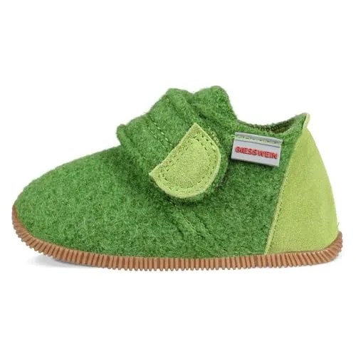 Giesswein Unisex Kinder Oberstaufen Hausschuhe, Gras 46726 EU - Hausschuhe aus 100% Wolle, atmungsaktiv und hautfreundlich. Rutschfeste Gummisohle für optimale Trittsicherheit und ideal für schmale Babyfüße.