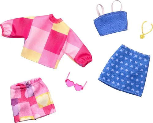 Barbie Fashions 2er-Pack - Pinke Bluse und Short + Blaues Top und Rock