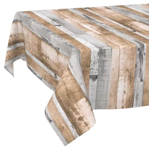 ANRO Abwaschbare Tischdecke Holzoptik Braun Grau 280 x 140 cm - Praktische abwaschbare Tischdecke in Holzoptik, ideal für den Innen- und Außeneinsatz. Pflegeleicht und robust – perfekt für jeden Anlass, ob im Garten, auf dem Balkon oder beim Camping.