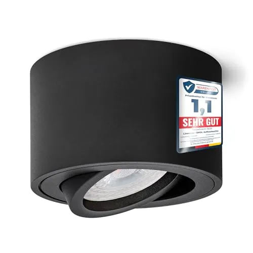 linovum Aufbauleuchte SMOL schwenkbar in schwarz matt & rund mit LED 4W neutralweiß 230V