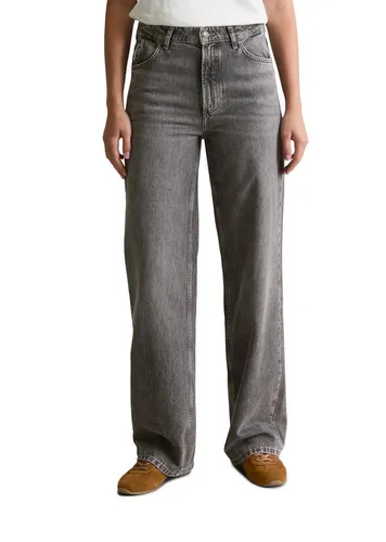 Marc O'Polo Denim Damen High Waist Wide Leg Jeanshose, Grau (Medium Grey Multi 10) - Jeans in High Waist Wide Leg Schnitt aus 100% Bio-Baumwolle, perfekt für Casual Chic und elegante Outfits, ideal für jeden Anlass.