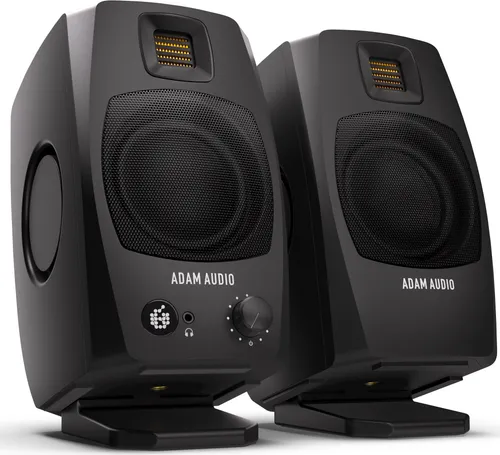 ADAM Audio D3V Black - Aktives Desktop Monitor System - Nearfield-Monitore mit 3.5" Aluminium-Tiefmitteltönen und D-ART Bändchenhochtöner; USB-C Plug&Play für einfachen Anschluss an Computer und Mobilgeräte; ideal für präzise Audioarbeiten.