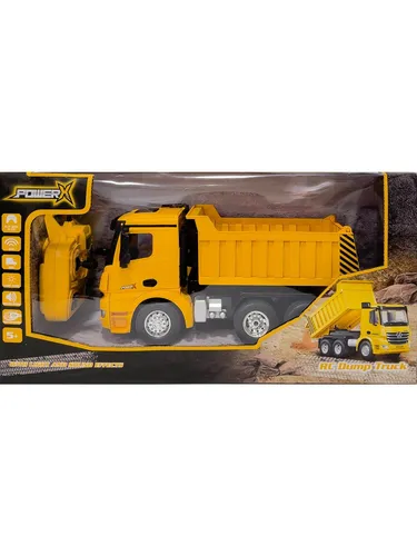 Power X RC Dump Truck 2.4Ghz - Ferngesteuerter vollfunktionsfähiger Dumper mit Licht und Soundeffekten, der in alle Richtungen fährt und Materialien abkippen kann. Ideal für Kinder ab 6 Jahren!