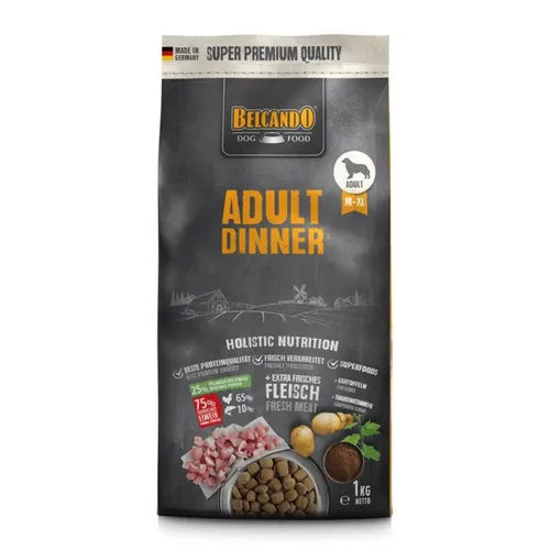 Belcando Adult Dinner Hundetrockenfutter 1 kg - Hundefutter mit ausgewogener Rezeptur, reich an hochwertigen Zutaten für aktive Hunde, unterstützt die Gesundheit und Vitalität.