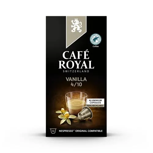 Café Royal Vanilla Flavoured Edition 50 Nespresso, kompatible Kapseln (aus Aluminium - Intensität 4/10) 50 Kaffeekapseln (5 x 10 Pack) - UTZ - Kompatibel mit Nespresso®* Kaffeemaschinen