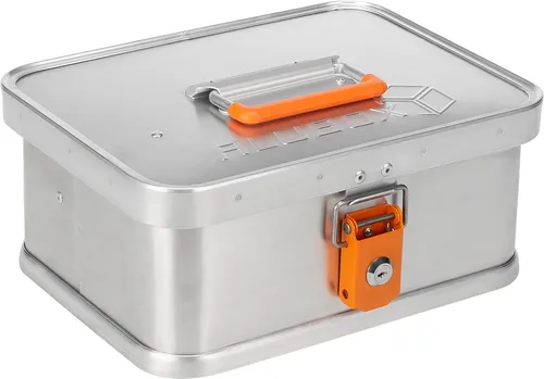 ALUBOX B8 - Aluminium Transportbox 8 Liter - Robuste Transportbox aus 0,8 mm Aluminium mit Gummidichtung, schützt den Inhalt vor Staub und Spritzwasser, ideal für sicheres Lagern und Transportieren.