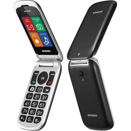 Brondi Stone+ 6,1 cm (2.4") Schwarz - Funktionstelefon mit Doppel-SIM - Handys & Smartphones - Praktisches Basis-Handy mit 2G-Netz, langer Standby-Zeit von bis zu 160 Stunden und erweiterbarem Speicher bis zu 16 GB.