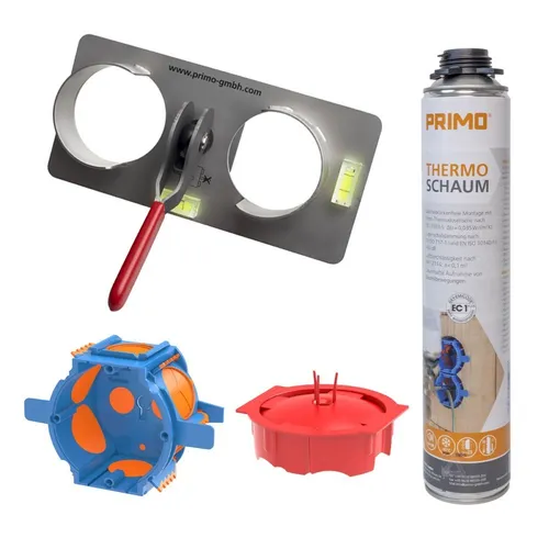 Primo Thermodosen-Set THDS-45-S2 - Sonstige Angebote: Luftdichte Unterputzdose mit Schnellmontage, ideal für schmale Wände und einfache Installation – perfekt für alle Mauerwerke und Bäder.