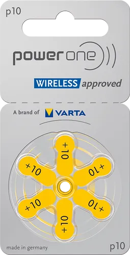 Varta Power One Hörgerätebatterien P10 6er-Pack - Hochleistungsbatterien für Hörgeräte, lange Lebensdauer und zuverlässige Energieversorgung für klare Klangqualität.