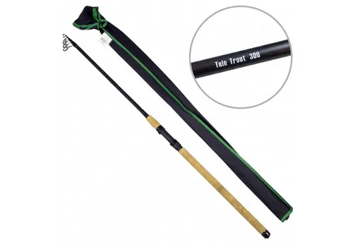 Zite Forellenrute Tele Trout Allround 300 - 330 cm - Vielseitige teleskopische Allround-Forellenrute aus Voll-Carbon, ideal für den Einsatz am Forellensee und in Fließgewässern. Mit griffigen Korkgriffen für optimalen Komfort bei längeren Angelsessions.