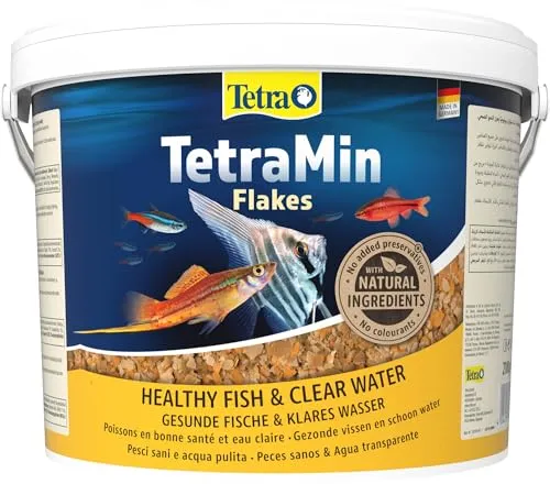Tetra Min Flakes Flockenfutter 10 Liter - Flockenfutter für alle Süßwasserzierfische, mit BioActive Formel für ein starkes Immunsystem und verbesserte Wasserqualität.
