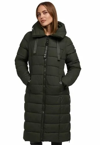 Navahoo Damen Winterjacke N036 - Wind- & Wasserabweisend mit großer Kapuze - Funktionsjacke mit kuscheligem Fleece-Innenfutter und 4 praktischen Taschen, ideal für kalte Tage und perfekten Tragekomfort.