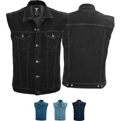 BULLDT Herren Motorradweste - Stylische Denim Bikerweste aus 100% Baumwolle - Motorradweste mit funktionalen Taschen und robustem Frontverschluss für sicheren Sitz. Ideal für Biker, vereint Stil und Praktikabilität.
