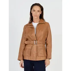 Bikerjacke JCC "R6382" Damen, Gr. 42, cognac - Trendige Lederjacke aus 100% Lammleder mit tailliertem Schnitt für feminine Silhouette, ideal für Alltag und besondere Anlässe.