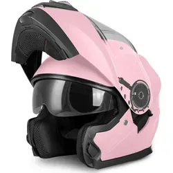 VINZ Santos Klapphelm mit Sonnenblende | ECE 22.06, klappbar | Motorradhelm in Rosa - Sicherer Klapphelm nach ECE 22.06 für optimalen Schutz und Komfort. Mit Anti-Kratz-Visier und integriertem Sonnenvisier für klare Sicht. Leicht, auswaschbar und mit Platz für Bluetooth-Kommunikation.