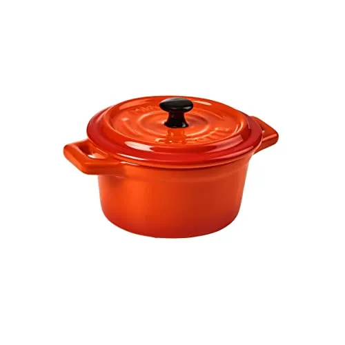 BUTLERS Auflaufform C EST SI BON - Mini-Auflaufform rund 190ml, aus hochwertigem Steinzeug in leuchtendem Orange, ideal für kreative Gerichte