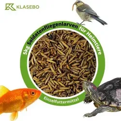 Getrocknete Soldatenfliegenlarven (Hermetia illucens) für Vögel, Hühner, Igel und Reptilien - 5 kg - Mehlwürmer-Vogelfutter: Nachhaltige, proteinreiche Ernährung für Vögel, Fische, Igel und Reptilien. Hergestellt in Deutschland für höchste Qualität und Umweltfreundlichkeit.