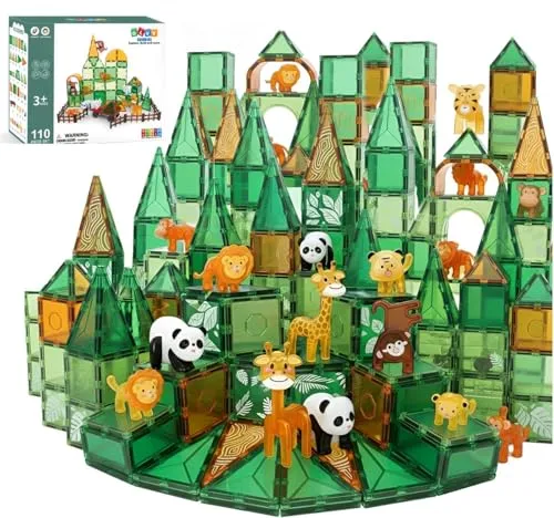 Olvy Magnetische Bausteine - Kreatives Konstruktionsspielzeug für Kinder ab 3 Jahren - Entdecken Sie die Welt der Farben und Formen mit 110 magnetischen Bausteinen! Fördert Kreativität und Feinmotorik, während Kinder spielerisch bauen und lernen. Ideal für stundenlangen Spielspaß und kreative Projekte.