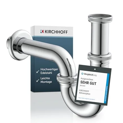 Kirchhoff Röhrensiphon für Waschbecken, Edelstahl verchromt - Hochwertiger Röhrensiphon aus verchromtem Edelstahl, flexibel anpassbar und einfach zu reinigen - ideal für Waschbecken und Waschtische.
