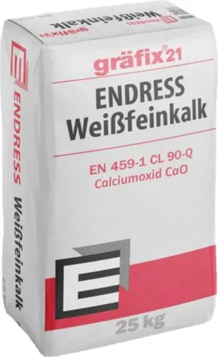 Gräfix 21 Weißfeinkalk 25kg CL 90-Q - Fugenabdichtungen – Hochwertiger Sumpfkalk für Mauer- und Putzherstellung, ideal für Gasbeton und Bodenverfestigung, auch in Kläranlagen und Kraftwerken einsetzbar.