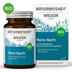 Weleda Naturweisheit Meine Nacht Kapseln - Arzneimittel mit wertvollen Pflanzenextrakten aus Passionsblume und Lavendel für einen entspannten Schlaf. Vegan, gluten- und laktosefrei in recyclebarer Verpackung.