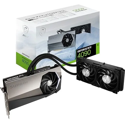 MSI GeForce RTX 4090 SUPRIM LIQUID 24G Grafikkarte - RTX 4090 GPU, 24GB GDDR6X (21Gbps/384-bit), PCIe 4.0 - Wasserkühlung, Gaming & Silent Mode, RGB - HDMI 2.1, DisplayPort 1.4a