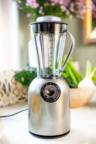 bianco di puro Hochleistungsmixer Attivo - Standmixer mit 24.500 U/Min, 6 Edelstahlklingen und 3 Mixprogrammen – perfekt für gesunde Smoothies und Dips, kompakt und BPA-frei für die kleine Küche.