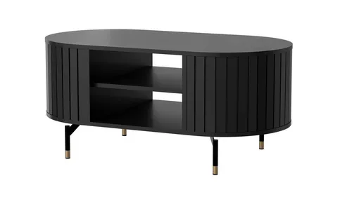 Design Couchtisch Roma DO-6 oval - Eleganter Wohnzimmertisch mit Stauraum, ideal für jeden Anlass. In zwei Farben erhältlich, passt perfekt in jede Einrichtung!