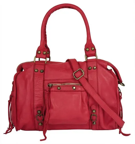 Shopper SAMANTHA LOOK, Damen Leder Shopper, rot, Vintage Design - Handtaschen im Vintage Look aus echtem Leder, Made in Italy. Großer Stauraum für A4, ideal für Stadtbummel oder Shoppingtouren. Abnehmbarer Schultergurt für flexibles Tragen.