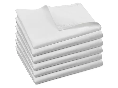 ZOLLNER 6er Set Mundservietten 100% Baumwolle, 50x50 cm, Weiß
