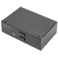 DIGITUS KVM / Audio Switch 2 Ports - KVM-Audio-Switch mit 2 Ports, ideal für den Wechsel zwischen zwei Geräten, einfaches Umschalten für effizientes Arbeiten am Desktop.