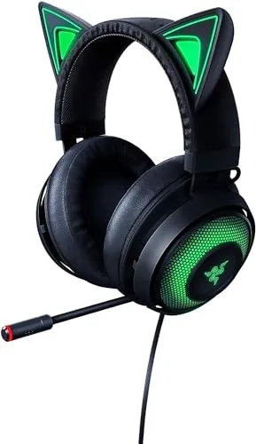 Razer Kraken Kitty - Kabelgebundenes Gaming Katzenohren-Headset - Gaming-Headset mit anpassbarer RGB Chroma-Beleuchtung und Mikrofon mit aktiver Rauschunterdrückung für ein immersives Spielerlebnis.