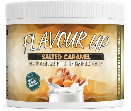 Geschmackspulver SALTED CARAMEL 250g - Leckerer Geschmack und Süße - nur 10 kcal pro Portion - Vielseitig einsetzbar für Lebensmittel & Getränke - Flavour Powder - FLAVOUR UP