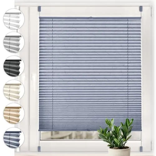 Sonello Plissee Crush Klemmfix 80cm x 200cm Dunkelblau – Sicht- und Sonnenschutz ohne Bohren - Einfach zu montierendes Faltrollo mit Klemmfix-Halterungen, ideal für Fenster und Türen. Der pflegeleichte Stoff in Crush-Optik bietet modernen Sichtschutz und Sonnenschutz, individuell regulierbar von oben oder unten.