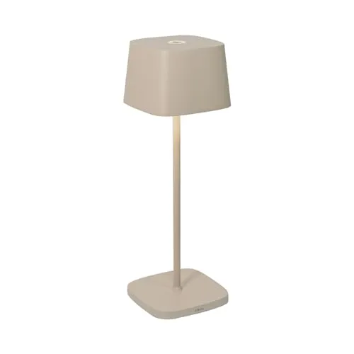 Zafferano Ofelia Pro Sand LED-Tischlampe - Wiederaufladbare, dimmbare Tischleuchte für Innen- und Außenbereiche, mit bis zu 9 Stunden Laufzeit und warmen Lichtfarben von 2200 bis 3000 K – ideal für Bars und Wohnräume.