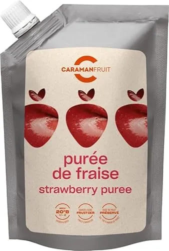 Caramanfruit Erdbeere-Frucht-Püree - 4x 1kg - intensiv süße Erdbeeren, Beeren-Püree, frei von Farb- und Konservierungsstoffen, für Cocktails, Müsli, Porridges, Smoothies, als Sorbet oder Eis (4er)