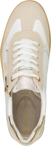 MARCO TOZZI Damen Sneaker flach mit Schnürsenkeln - Bequeme Freizeit Schuhe in Mehrfarbig (White/Gold), 41 EU - Damen-Sneaker mit innovativer Feel me Sohle für optimalen Tragekomfort und das Gefühl, wie auf Wolken zu laufen. Hochwertiges Material vereint Eleganz und Haltbarkeit.