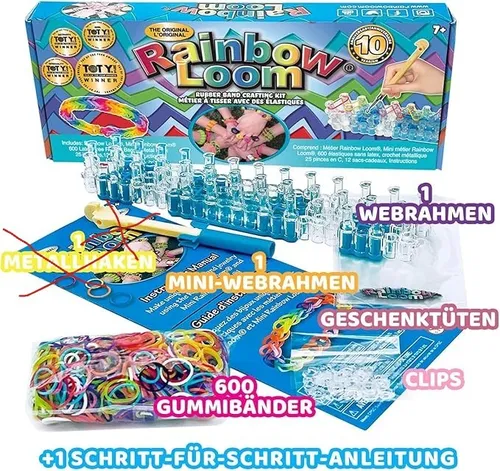 Rainbow Loom Original Set - Spielware für kreative Bastler: Enthält alles für die Herstellung von bunten Armbändern - inklusive über 600 Gummibändern und Anleitungen!