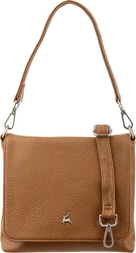 Prato S035-G Umhängetasche aus genarbtem Polyurethan - Braun - Elegante Umhängetasche mit Überschlag und Magnetverschluss. Ideal für Ordnung durch Reißverschlussfächer und verstellbaren Schultergurt. Perfekt für jeden Anlass und Look.