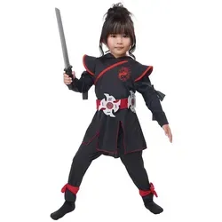 California Costumes Mädchen Ninja-Kostüm (104, 3-4 Jahre) - Schwarzes und rotes Ninja-Kostüm für kleine Abenteurerinnen. Ideal für Karneval oder Fasching, aus hochwertigem 100 % Polyester für angenehmen Tragekomfort.