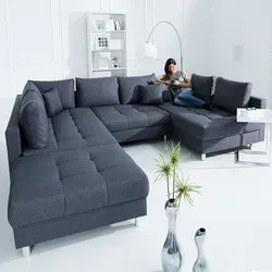Riess-Ambiente Wohnlandschaft KENT 305cm anthrazit - Wohnlandschaft im U-Form mit Federkern, ideal für entspannte Stunden im Wohnzimmer. Pflegeleichter Webstoff und stilvolles Design schaffen eine gemütliche Atmosphäre.