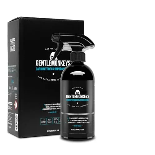 GENTLEMONKEYS Profi Cabrioverdeck Imprägnierer Auto (500ml) • Spezial Cabrio Imprägnierung • Bis zu 6 Monate wirksam • Wasser- & schmutzabweisend • Farbauffrischend • Biologisch abbaubar