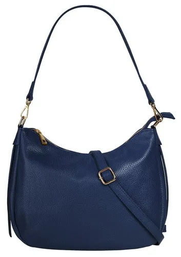 Umhängetasche CLUTY aus Leder, Damen, blau - Elegante Umhängetasche aus 100% italienischem Rindleder, vielseitig tragbar als Handtasche oder Schultertasche. Praktisches Mittelformat mit viel Stauraum für Ihre Essentials.