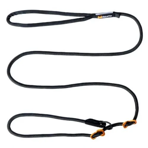 Nonstop Retriever-Leine, 1,6 m, Schwarz - Übungsleine für Hunde aus 100 % recyceltem Polyester, mit Aluminium-Stopper und Stahl-O-Ring, ideal für nachhaltige Hundebesitzer.
