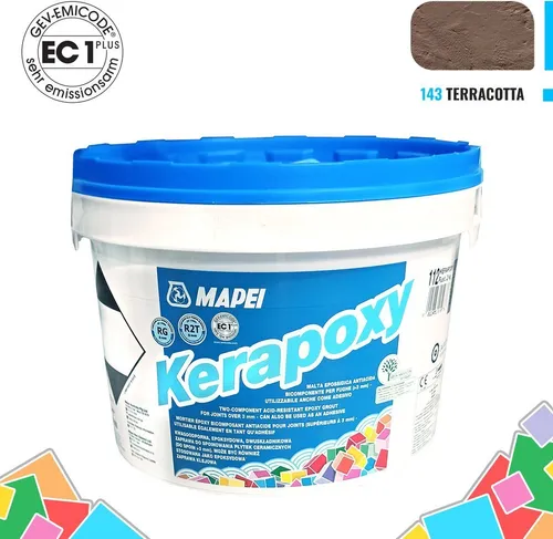 MAPEI Kerapoxy Epoxy Grout 2 kg Zweikomponentiger, säurebeständiger Epoxidharzklebstoff und Fugenmörtel für Wand und Boden (Terracotta Nr 143 2 kg)