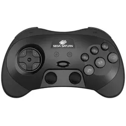PRO Controller Black - Wireless Controller für Sega Saturn - Gaming-Zubehör mit Hall Effect Analogsticks für 3D Unterstützung und moderne Features wie vier Schultertasten und Makros, ideal für SEGA Saturn® Fans.
