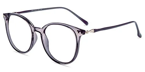 Firmoo Blaulicht Brille Entspiegelt ohne Sehstärke Damen, Herren Computerbrille Anti Augenmüdigkeit, Runde Blaufilter Gläser UV Schutzbrille für Bildschirme, Lila