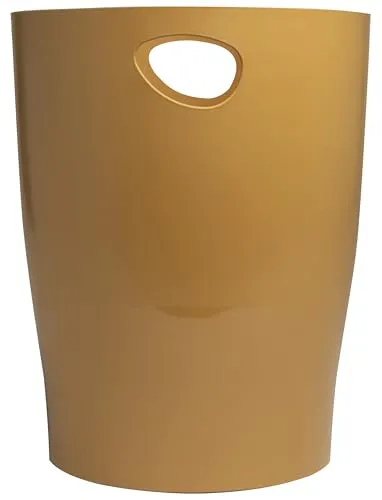 Exacompta 45329D Papierkorb Ecobin Neo Deco - Or cuivré - Organizer, stilvoller Papierkorb im Art Déco-Design mit 15 Litern Fassungsvermögen und integrierten Griffen für einfaches Tragen und Entleeren.