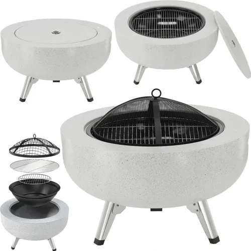 Feuerschale 3in1 mit Grill und Funkenschutz, 64,5cm - Vielseitige Gartenfeuerstelle aus wetterfestem Stahl, ideal für Grillen, Wärme und als Tisch. Genießen Sie gesellige Abende im Freien mit robustem Design und großem Rost für köstliche Speisen.