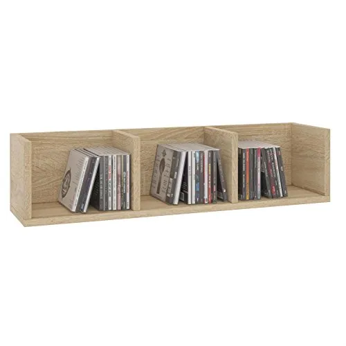 CARO-Möbel CD DVD Regal Stars - Schweberegale mit 3 Ablagefächern, modernem Design in Sonoma Eiche, ideal für CDs, DVDs und Dekoration – strapazierfähig und kratzfest.